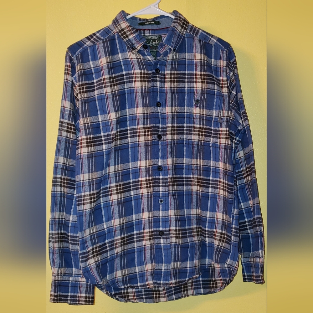 Woolrich Men's Trout Run Blue Plaid Flannel Size Small